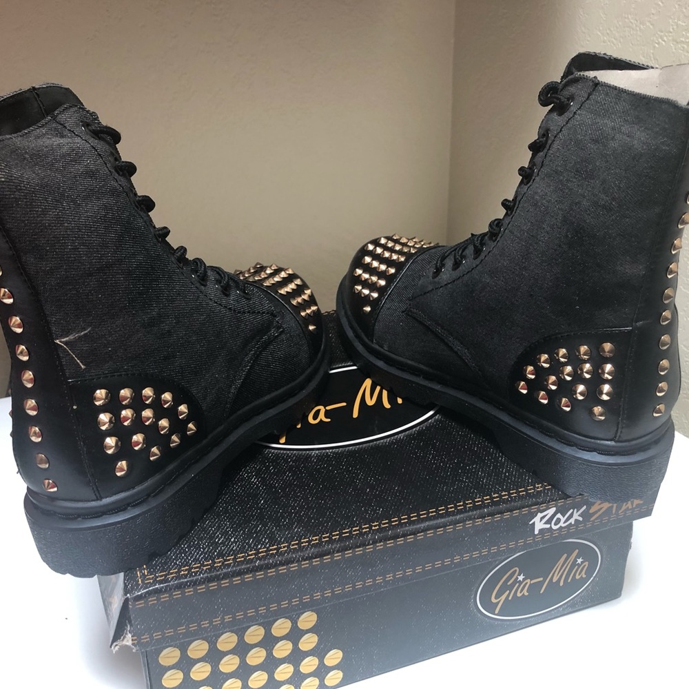 Boots Studded High Gothic Punk Shoes Dance HipHop